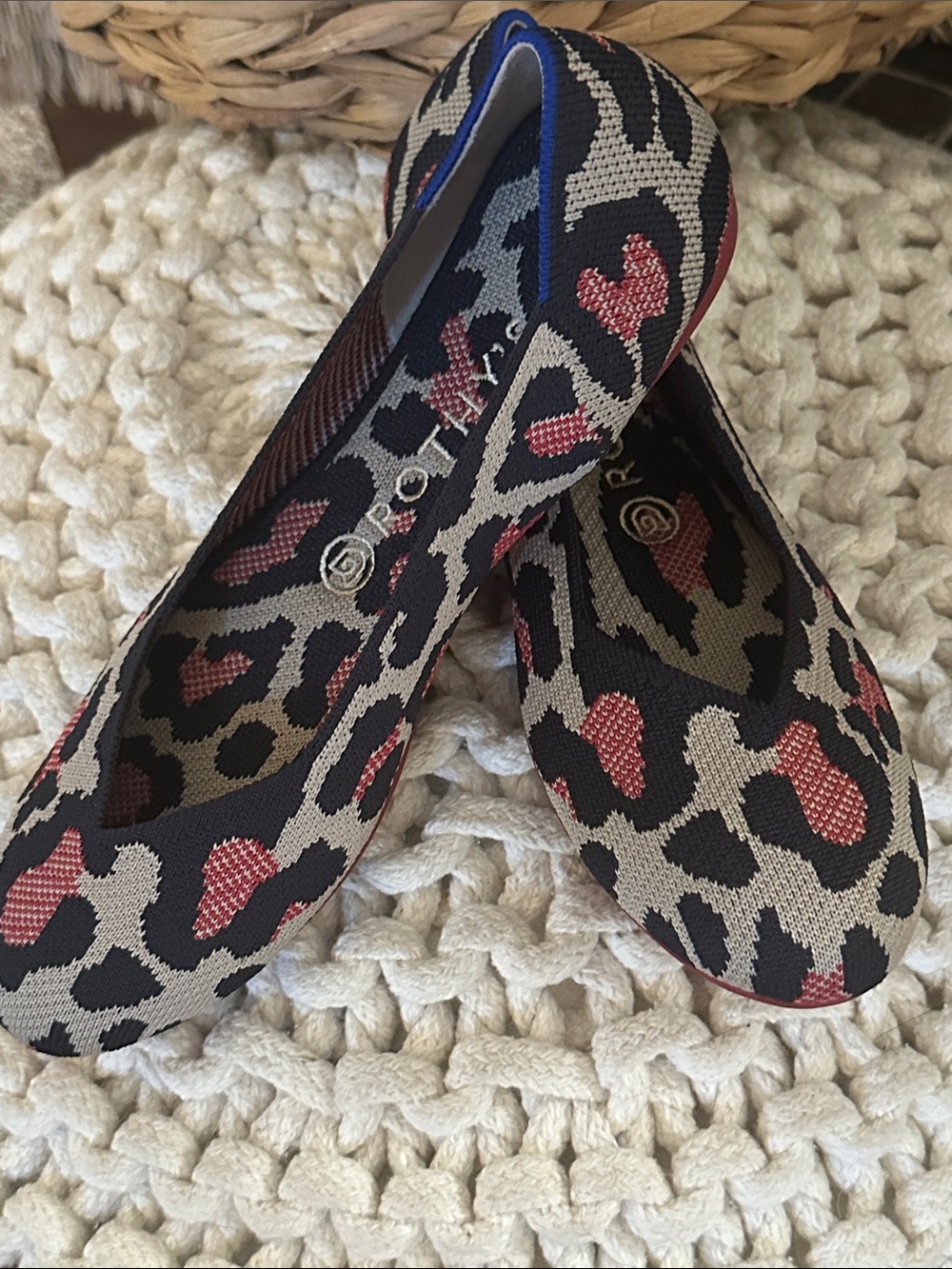 Rothy's Leopard Knit Ballet Flats - Black, Tan & Red